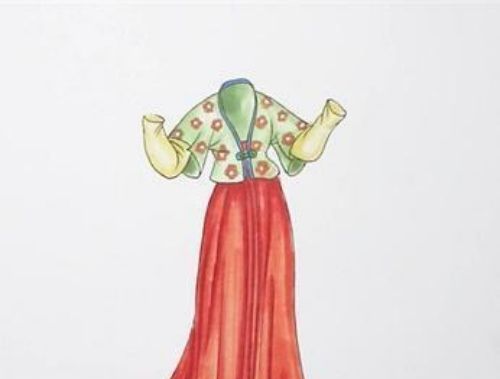 澳门游戏官网漂亮好看的古装裙子简笔画怎么画 带颜色的古装裙子绘制教程(图4)